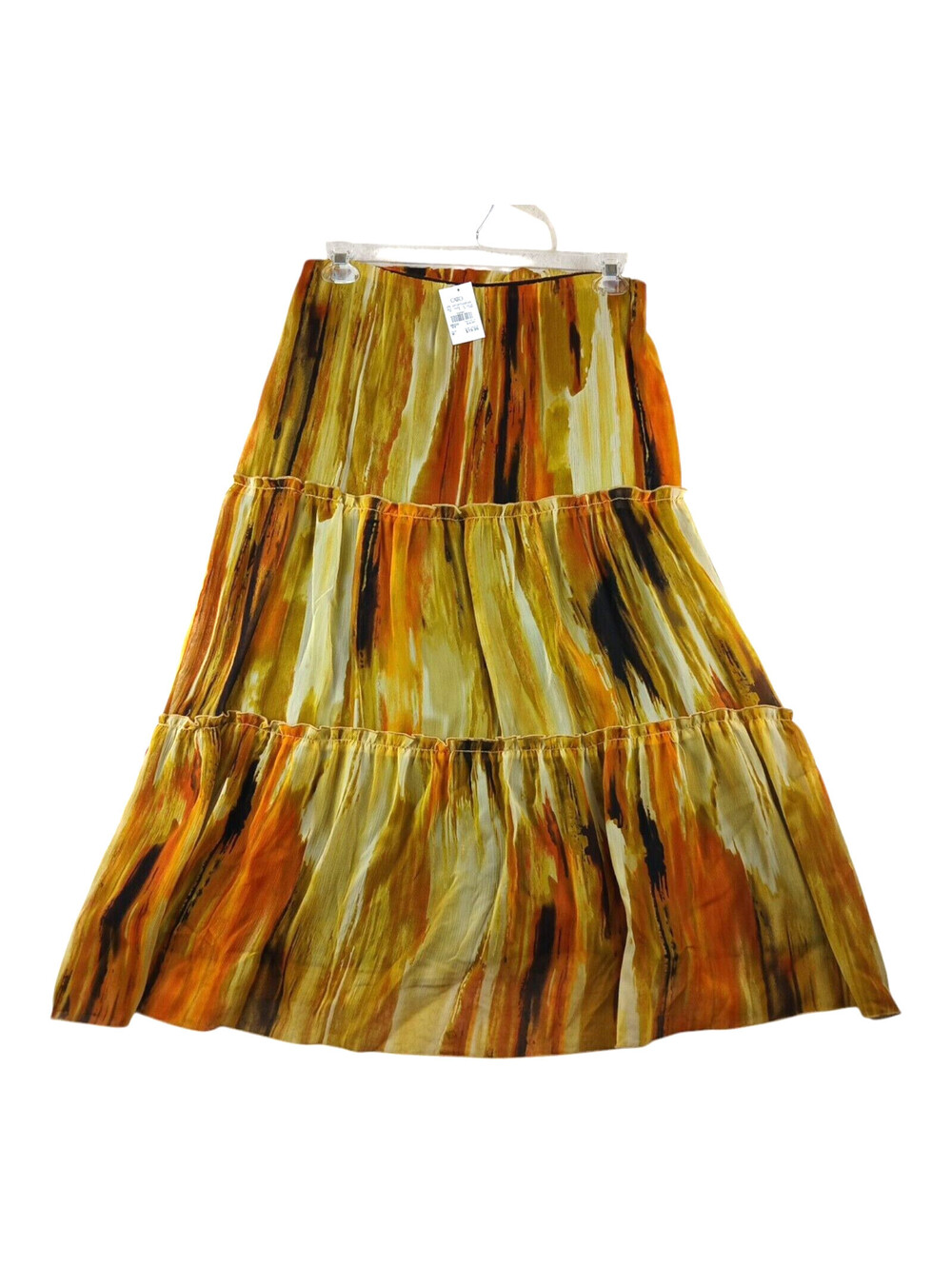 Cato Womens Autumn Fall Colors Lined Maxi Skirt Ruffles Elastic Waist Sz Medium